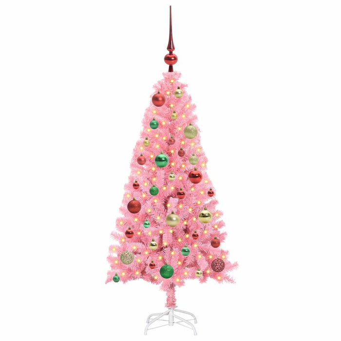 Brad de Crăciun cu 150 LED cu suport Roz 120 cm PVC - WALTI WALTI