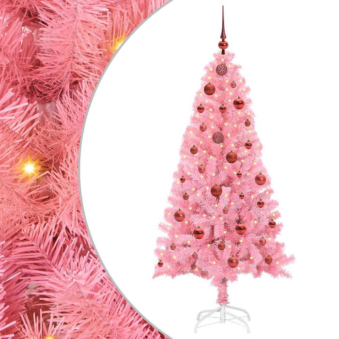 Brad de Crăciun cu 150 LED cu suport Roz 150 cm PVC - WALTI WALTI