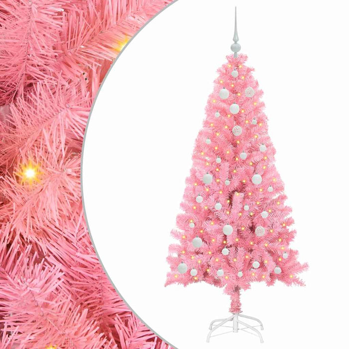 Brad de Crăciun cu 150 LED cu suport Roz 150 cm PVC - WALTI WALTI