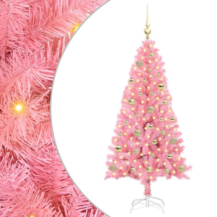Brad de Crăciun cu 150 LED cu suport Roz 150 cm PVC - WALTI WALTI