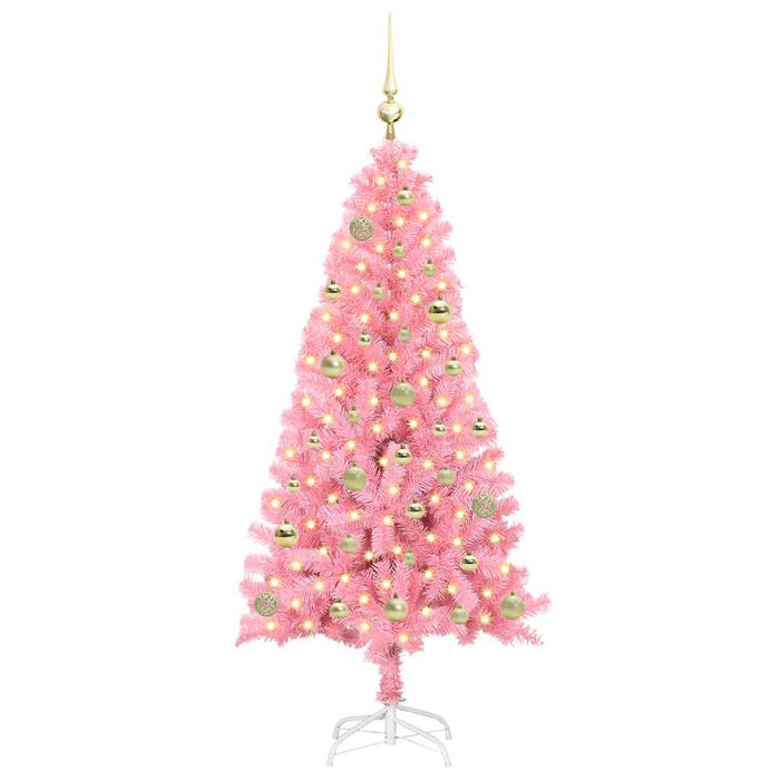 Brad de Crăciun cu 150 LED cu suport Roz 150 cm PVC - WALTI WALTI
