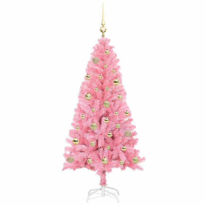 Brad de Crăciun cu 150 LED cu suport Roz 150 cm PVC - WALTI WALTI