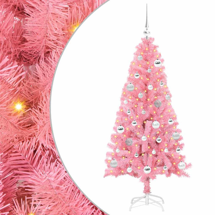 Brad de Crăciun cu 150 LED cu suport Roz 150 cm PVC - WALTI WALTI