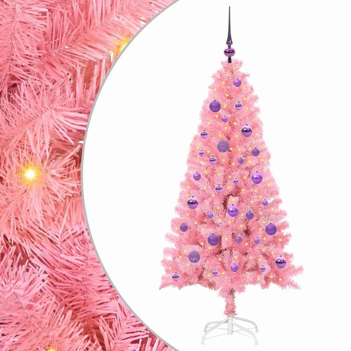Brad de Crăciun cu 150 LED cu suport Roz 150 cm PVC - WALTI WALTI