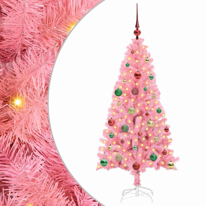 Brad de Crăciun cu 150 LED cu suport Roz 150 cm PVC - WALTI WALTI