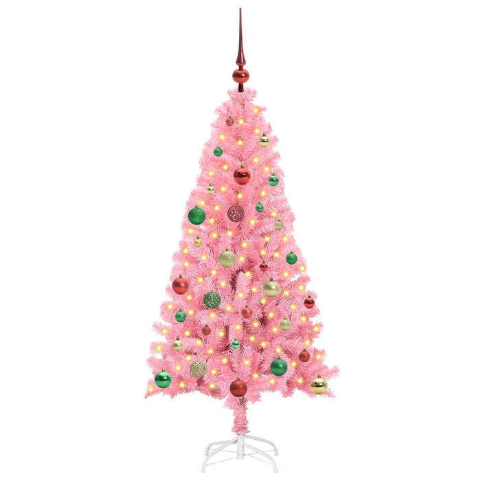 Brad de Crăciun cu 150 LED cu suport Roz 150 cm PVC - WALTI WALTI