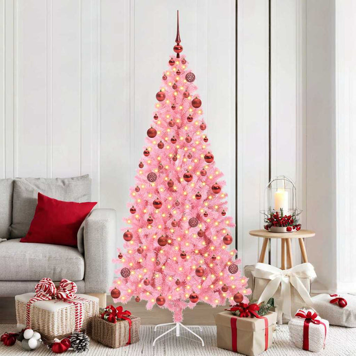 Brad de Crăciun cu 300 LED cu suport Roz 180 cm PVC - WALTI WALTI