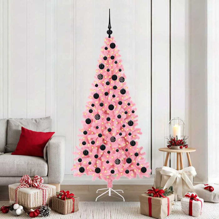 Brad de Crăciun cu 300 LED cu suport Roz 180 cm PVC - WALTI WALTI