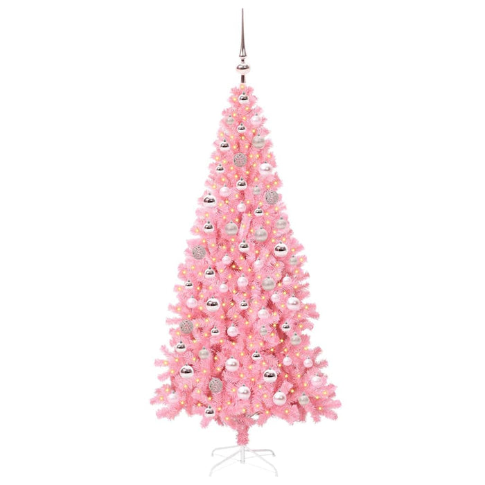 Brad de Crăciun cu 300 LED cu suport Roz 180 cm PVC - WALTI WALTI