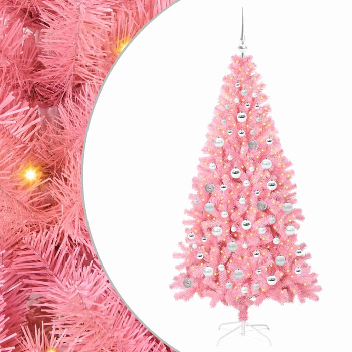 Brad de Crăciun cu 300 LED cu suport Roz 180 cm PVC - WALTI WALTI