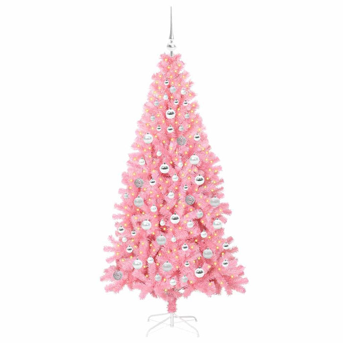 Brad de Crăciun cu 300 LED cu suport Roz 180 cm PVC - WALTI WALTI
