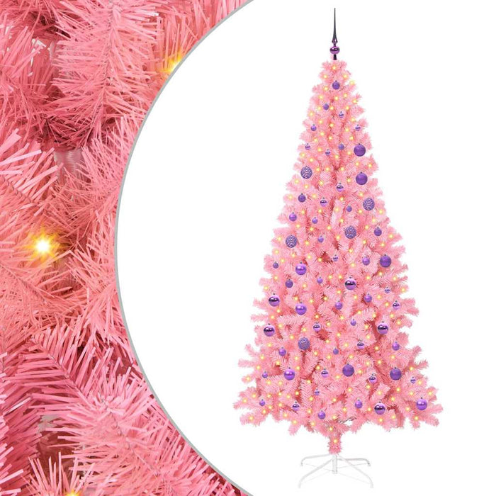 Brad de Crăciun cu 300 LED cu suport Roz 180 cm PVC - WALTI WALTI