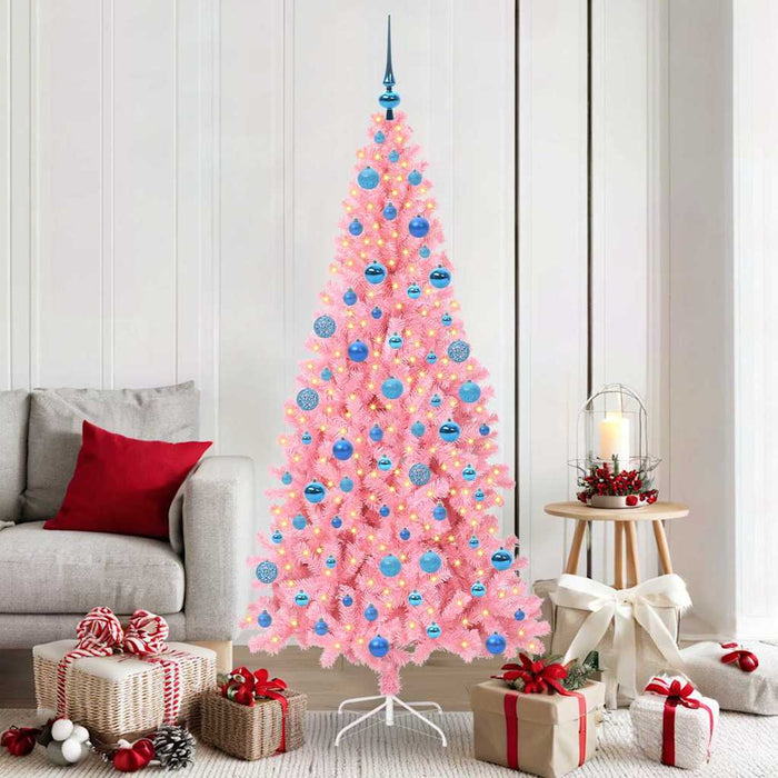 Brad de Crăciun cu 300 LED cu suport Roz 180 cm PVC - WALTI WALTI