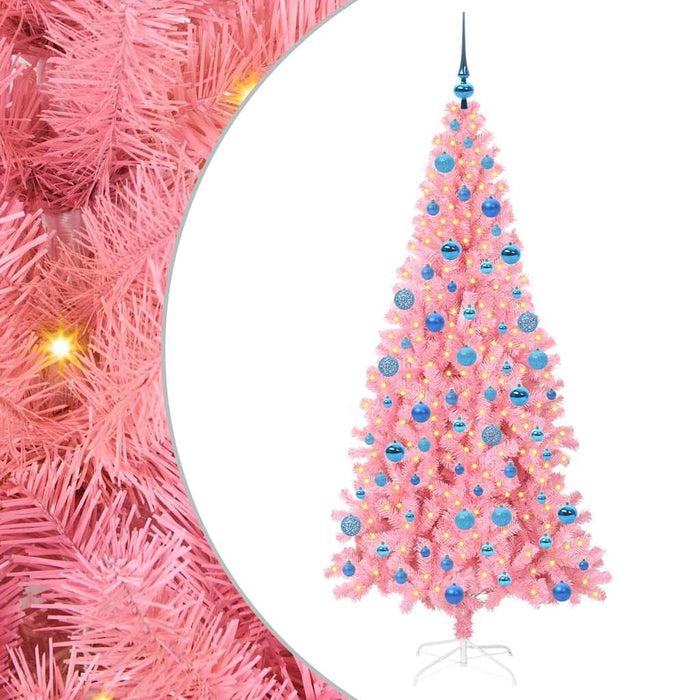 Brad de Crăciun cu 300 LED cu suport Roz 180 cm PVC - WALTI WALTI