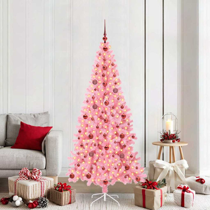Brad de Crăciun cu 300 LED cu suport Roz 210 cm PVC - WALTI WALTI