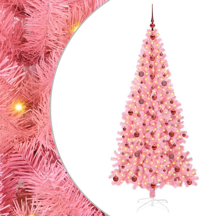 Brad de Crăciun cu 300 LED cu suport Roz 210 cm PVC - WALTI WALTI