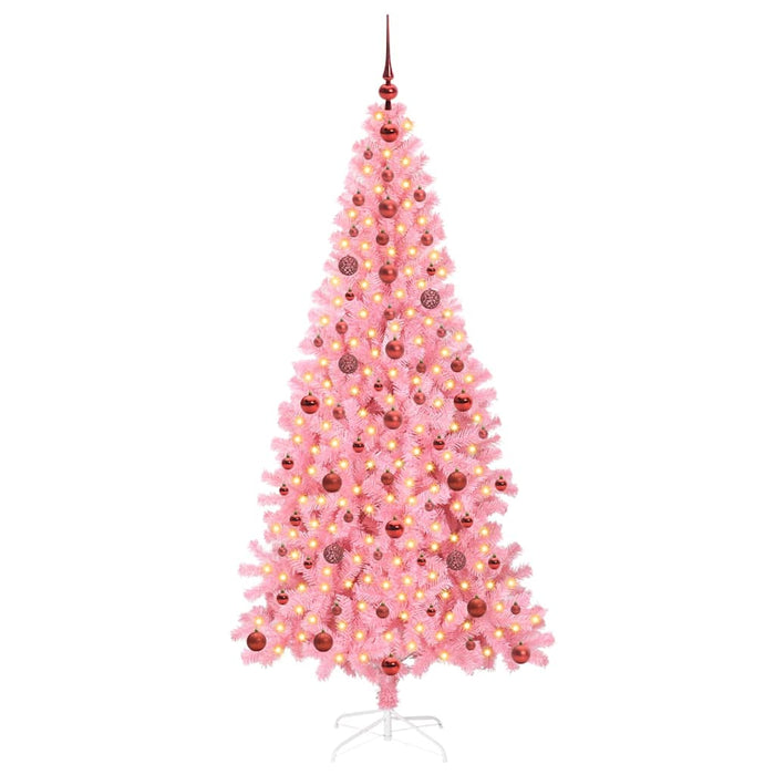 Brad de Crăciun cu 300 LED cu suport Roz 210 cm PVC - WALTI WALTI
