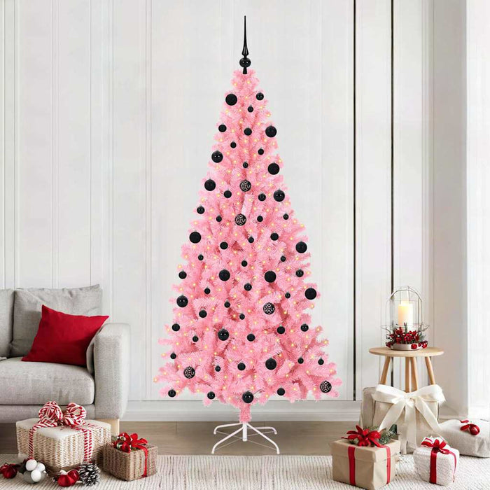 Brad de Crăciun cu 300 LED cu suport Roz 210 cm PVC - WALTI WALTI