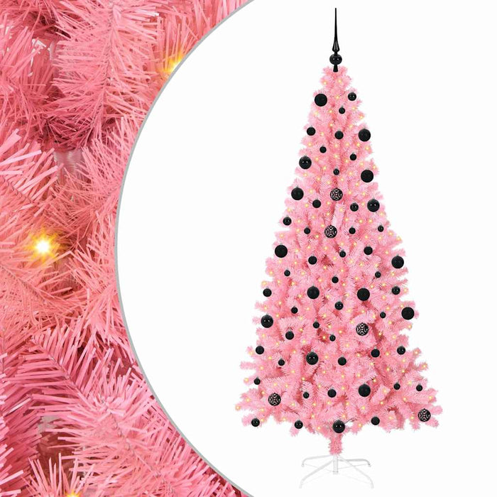 Brad de Crăciun cu 300 LED cu suport Roz 210 cm PVC - WALTI WALTI