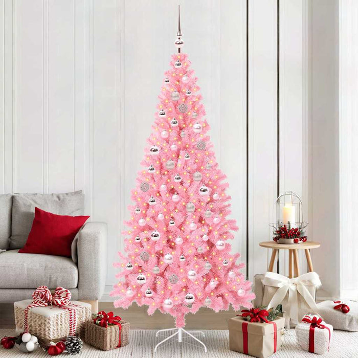 Brad de Crăciun cu 300 LED cu suport Roz 210 cm PVC - WALTI WALTI