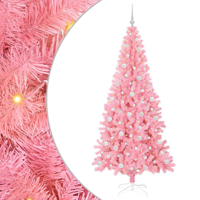 Brad de Crăciun cu 300 LED cu suport Roz 210 cm PVC - WALTI WALTI