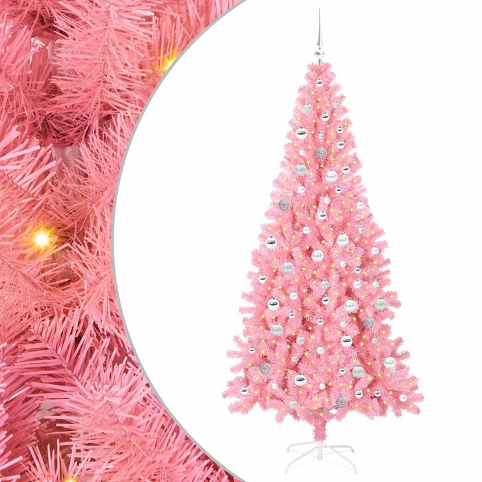 Brad de Crăciun cu 300 LED cu suport Roz 210 cm PVC - WALTI WALTI