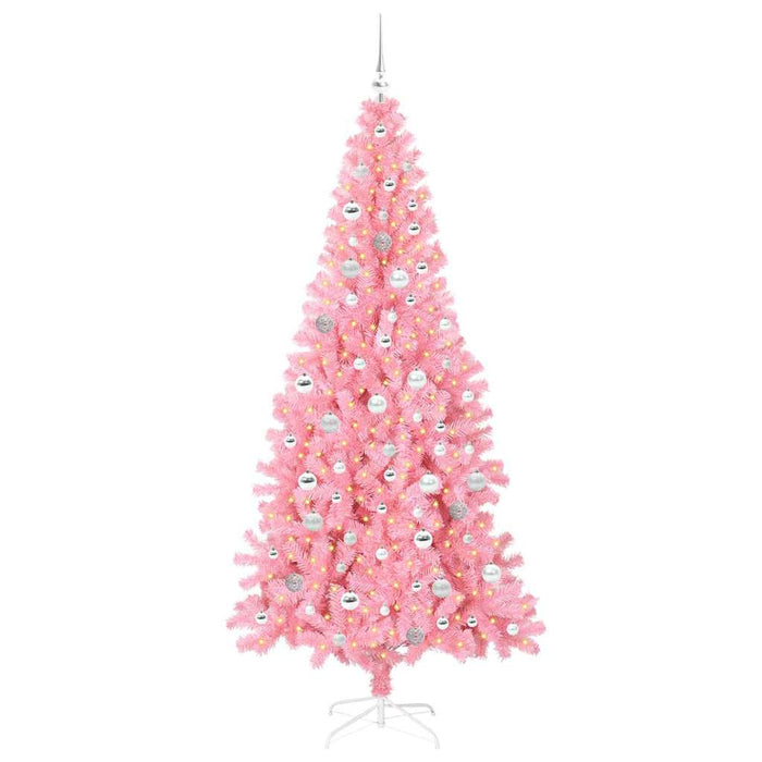 Brad de Crăciun cu 300 LED cu suport Roz 210 cm PVC - WALTI WALTI
