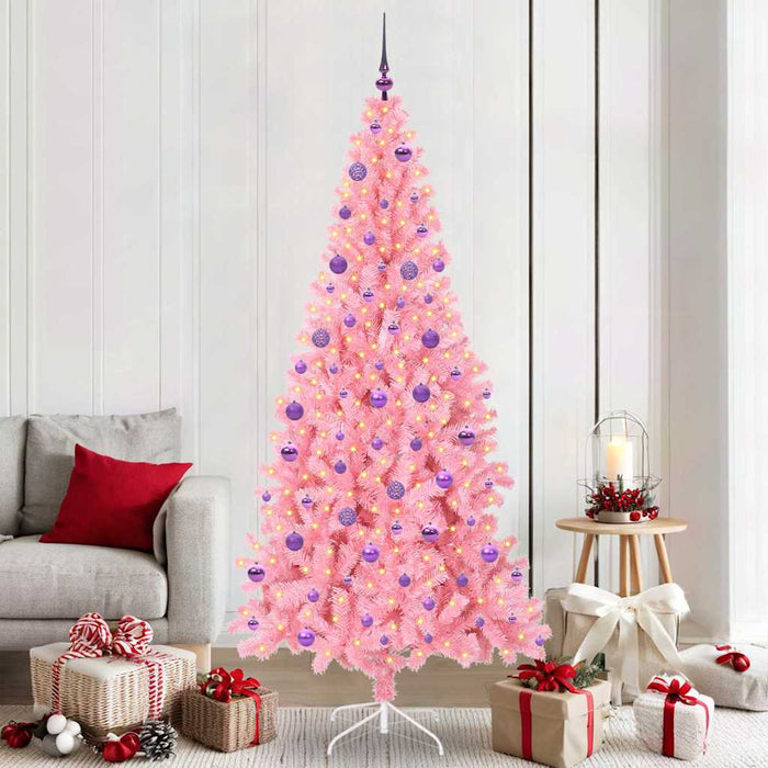 Brad de Crăciun cu 300 LED cu suport Roz 210 cm PVC - WALTI WALTI