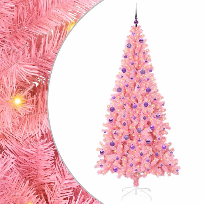 Brad de Crăciun cu 300 LED cu suport Roz 210 cm PVC - WALTI WALTI