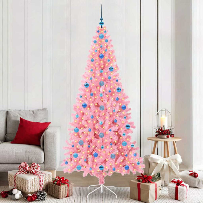 Brad de Crăciun cu 300 LED cu suport Roz 210 cm PVC - WALTI WALTI