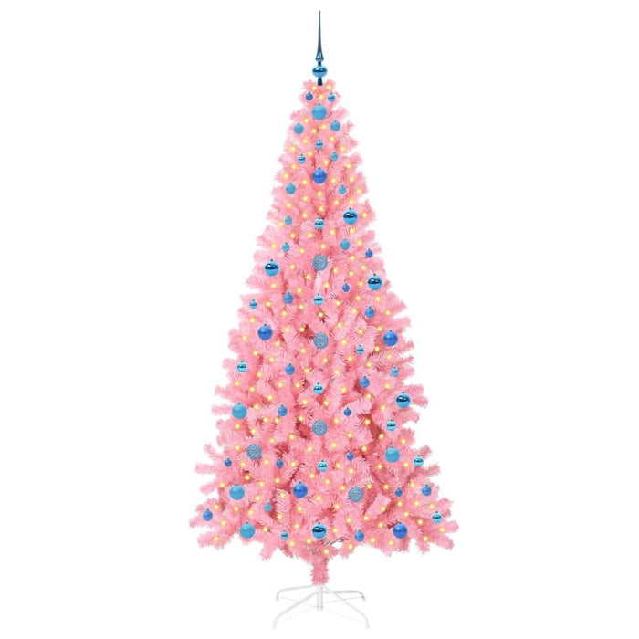 Brad de Crăciun cu 300 LED cu suport Roz 210 cm PVC - WALTI WALTI