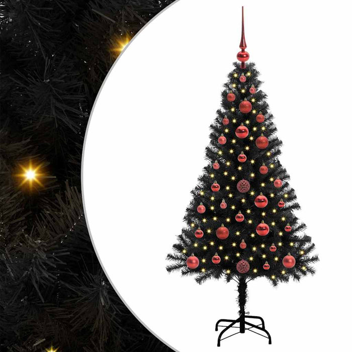 Brad de Crăciun cu 150 LED cu suport Negru 120 cm PVC - WALTI WALTI