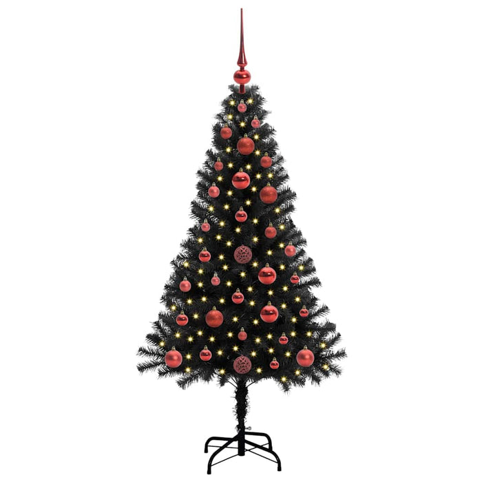 Brad de Crăciun cu 150 LED cu suport Negru 120 cm PVC - WALTI WALTI