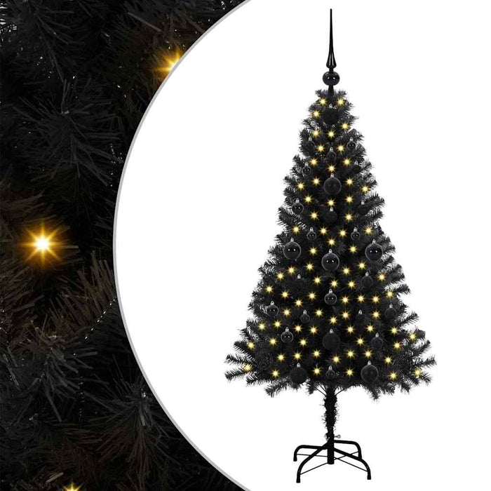 Brad de Crăciun cu 150 LED cu suport Negru 120 cm PVC - WALTI WALTI