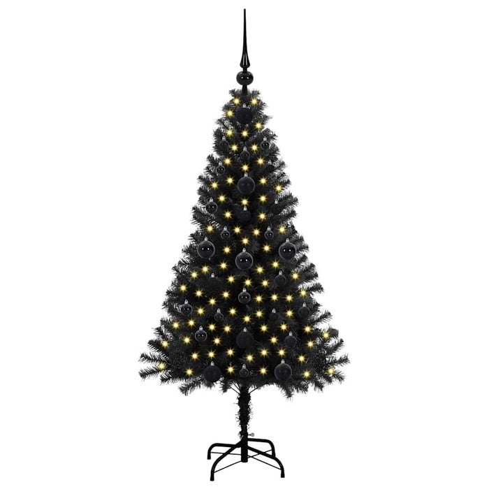 Brad de Crăciun cu 150 LED cu suport Negru 120 cm PVC - WALTI WALTI