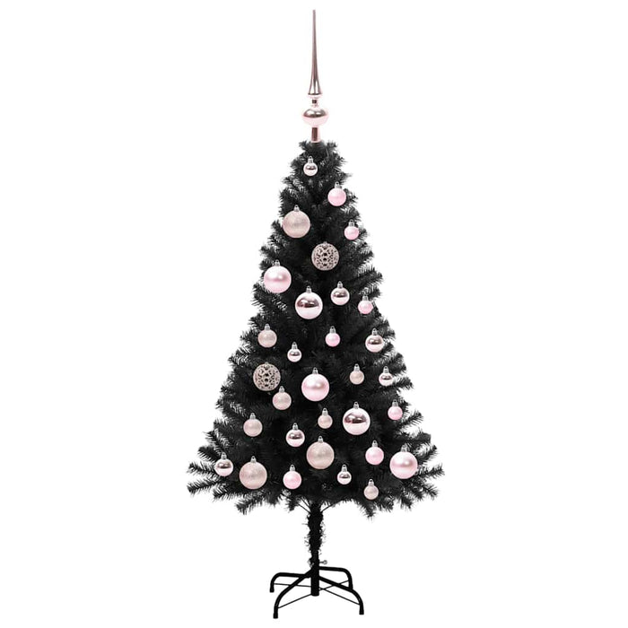 Brad de Crăciun cu 150 LED cu suport Negru 120 cm PVC - WALTI WALTI