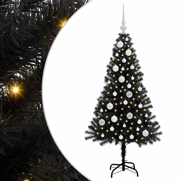 Brad de Crăciun cu 150 LED cu suport Negru 120 cm PVC - WALTI WALTI