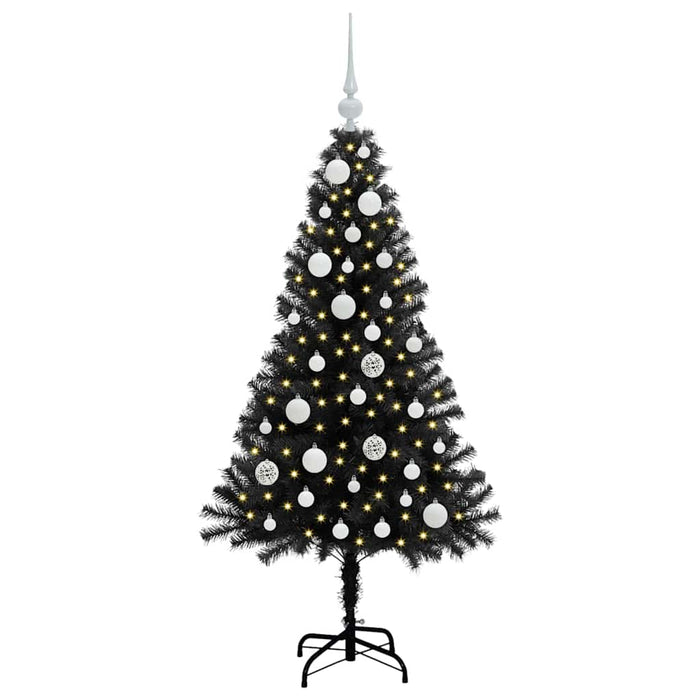 Brad de Crăciun cu 150 LED cu suport Negru 120 cm PVC - WALTI WALTI