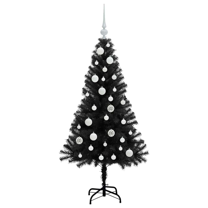 Brad de Crăciun cu 150 LED cu suport Negru 120 cm PVC - WALTI WALTI