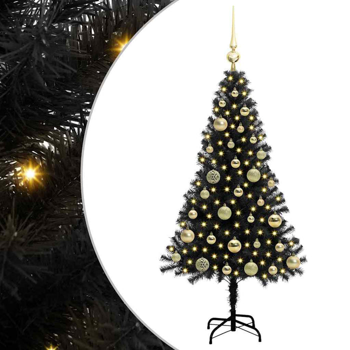 Brad de Crăciun cu 150 LED cu suport Negru 120 cm PVC - WALTI WALTI