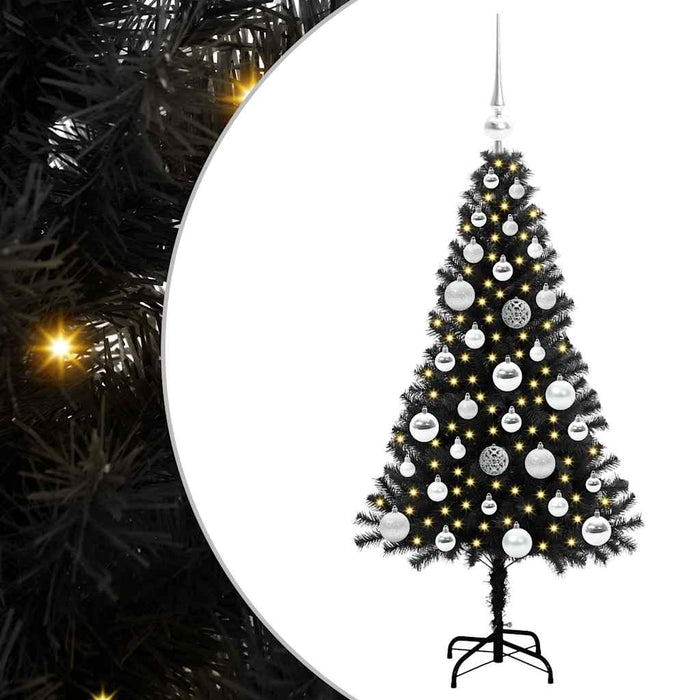 Brad de Crăciun cu 150 LED cu suport Negru 120 cm PVC - WALTI WALTI