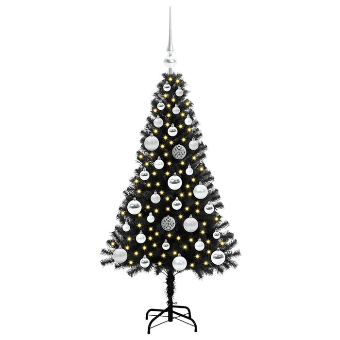 Brad de Crăciun cu 150 LED cu suport Negru 120 cm PVC - WALTI WALTI