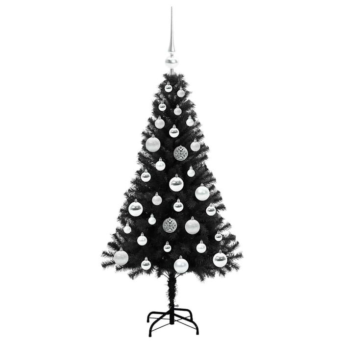 Brad de Crăciun cu 150 LED cu suport Negru 120 cm PVC - WALTI WALTI