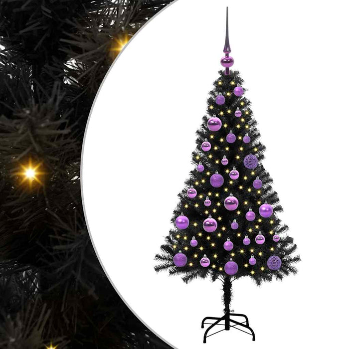 Brad de Crăciun cu 150 LED cu suport Negru 120 cm PVC - WALTI WALTI