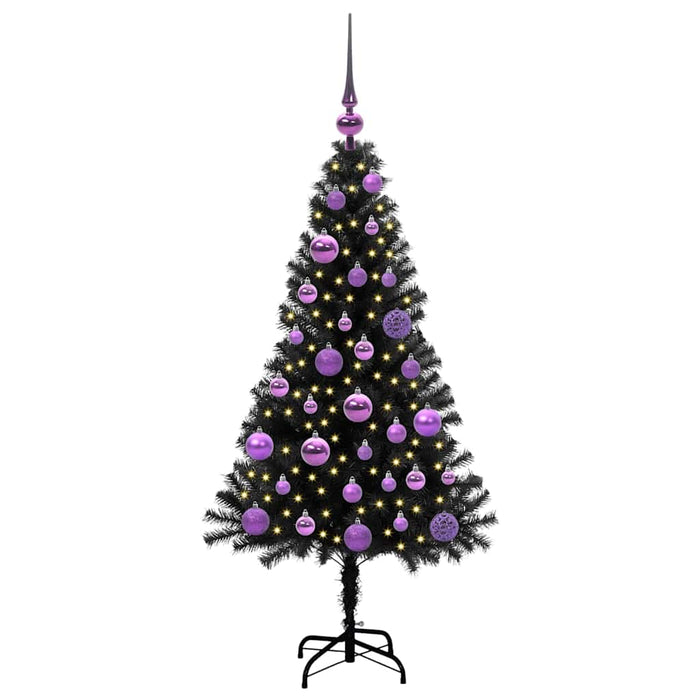 Brad de Crăciun cu 150 LED cu suport Negru 120 cm PVC - WALTI WALTI