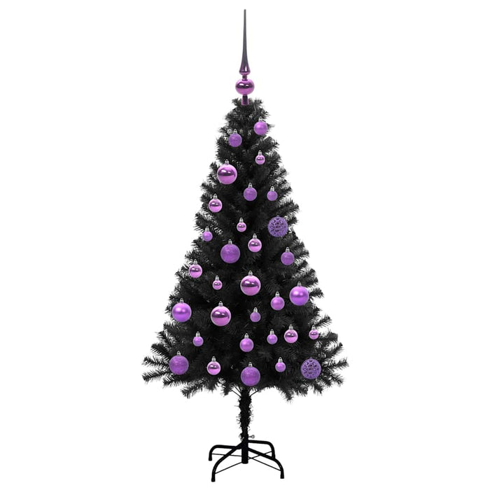 Brad de Crăciun cu 150 LED cu suport Negru 120 cm PVC - WALTI WALTI