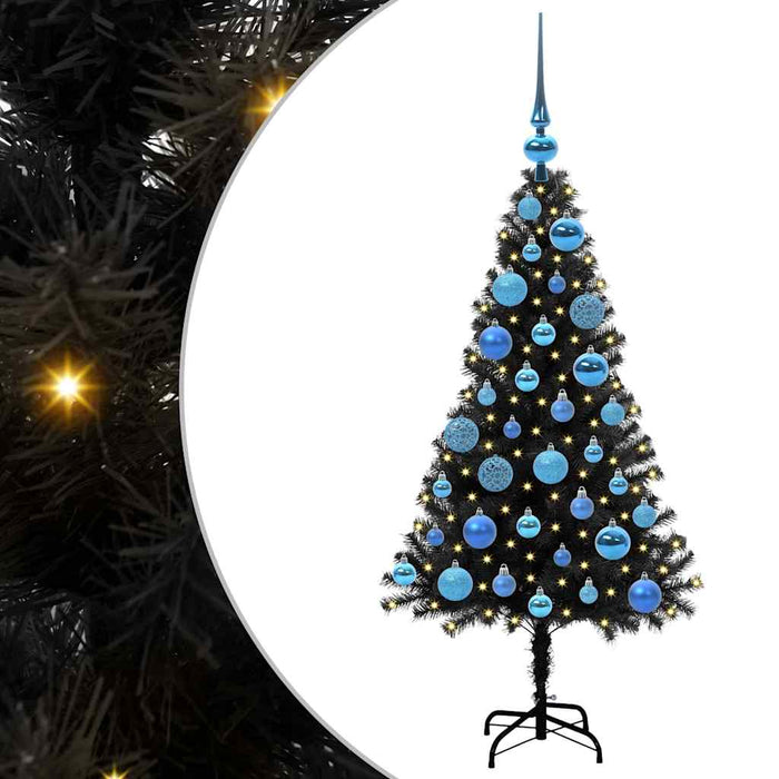 Brad de Crăciun cu 150 LED cu suport Negru 120 cm PVC - WALTI WALTI