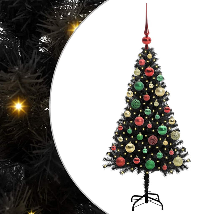 Brad de Crăciun cu 150 LED cu suport Negru 120 cm PVC - WALTI WALTI