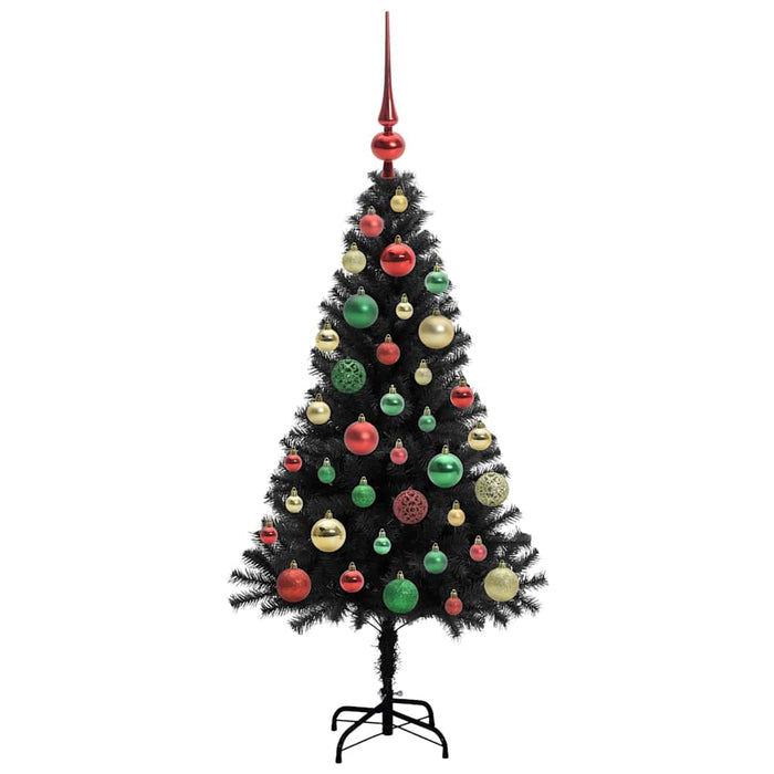 Brad de Crăciun cu 150 LED cu suport Negru 120 cm PVC - WALTI WALTI