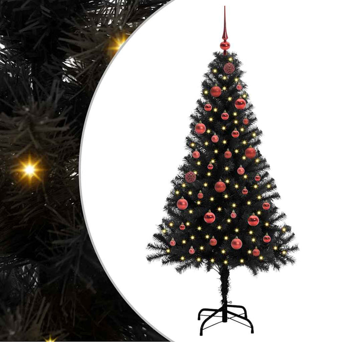 Brad de Crăciun cu 150 LED cu suport Negru 150 cm PVC - WALTI WALTI